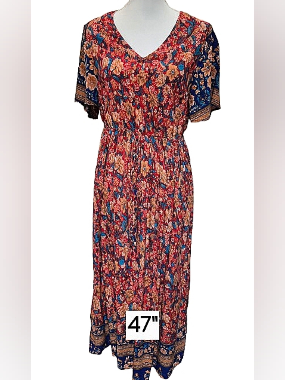 Floral Maxi Dress with Butterfly Sleeve. Size M